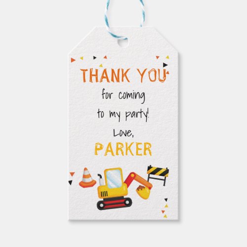 Under Construction Birthday Thank You Gift Tags