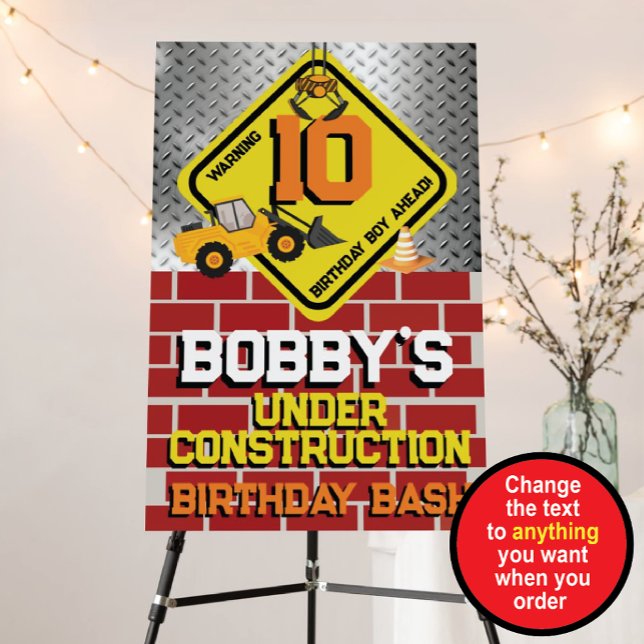 Under Construction Birthday Theme Foam Board Sign (Creator Uploaded)