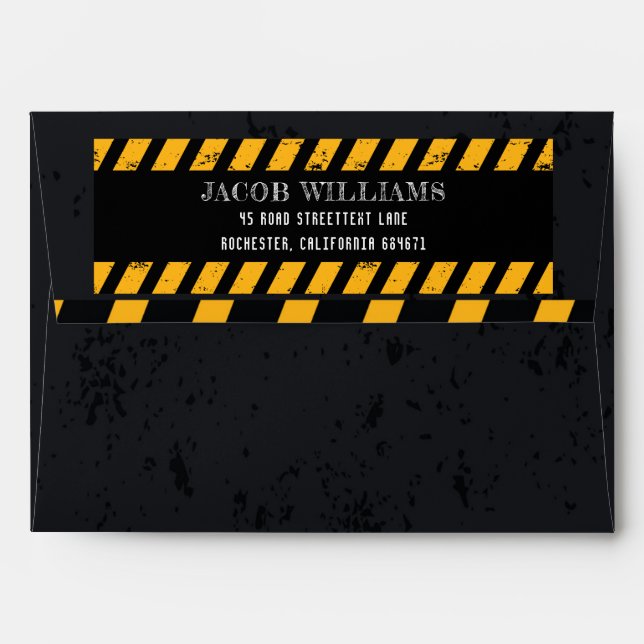 Under Construction Black Birthday Envelope (Back (Top Flap))