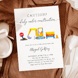 Construction baby cheap shower invitations