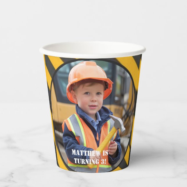 Under Construction Boy's Birthday Bash Paper Cups (Front)
