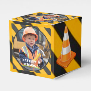 Under Construction Boy's Photo Birthday Bash Favor Boxes