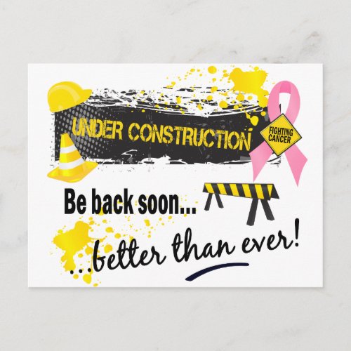 Under Construction Breast Cancer Postcard