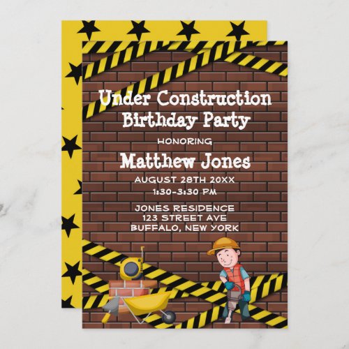 Under Construction Bricks Birthday Party