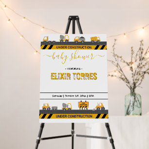 Under Construction Bulldozer Baby Shower Foam Board