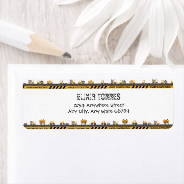 Under Construction Bulldozer Baby Shower Label (Insitu)