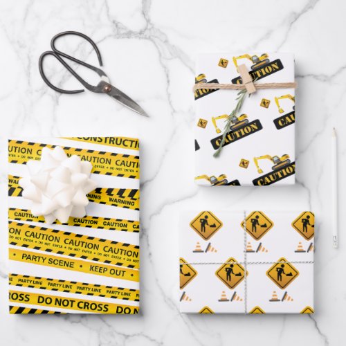 Under Construction Caution Sign Pattern Gifts Wrapping Paper Sheets