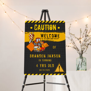 Under Construction Caution Truck Birthday Welcome  Foam Board