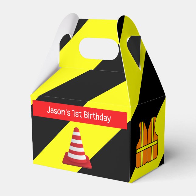 Under construction Concrete mixer Birthday party Favor Boxes (Front Side)