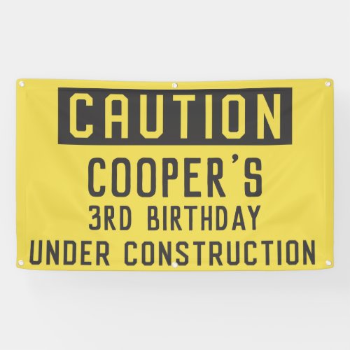 Under Construction Dump Truck Birthday Any Age Banner