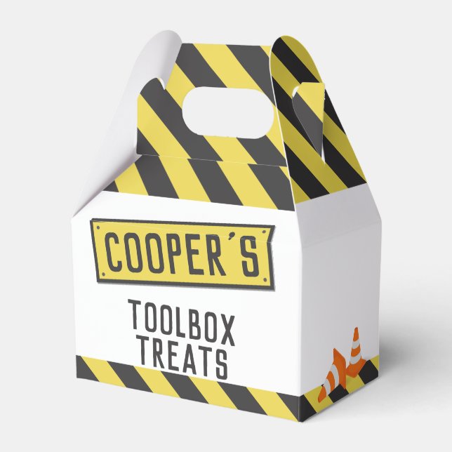 Under Construction Dump Truck Birthday Any Age Favor Boxes (Front Side)