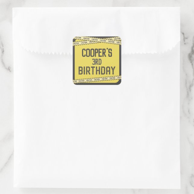 Under Construction Dump Truck Birthday Any Age Square Sticker (Bag)