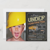 Under Construction Dump Truck Birthday Invitation (Front)