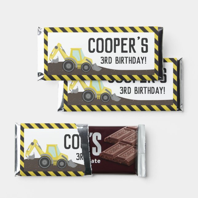Under Construction Dump Truck Birthday Thank You Hershey Bar Favors (Front)