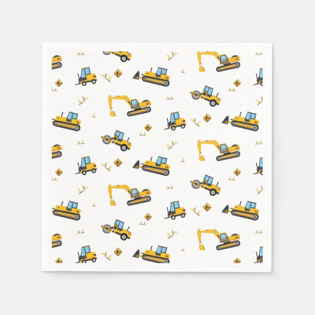 Under Construction Dump Trucks Party Decorations Napkins (Front)