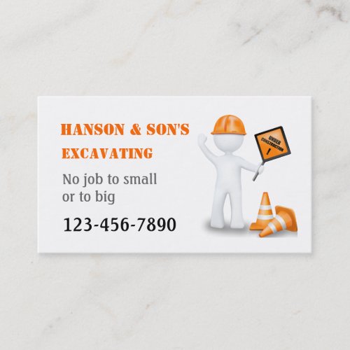 Under Construction Excavating Business Card