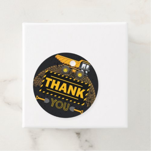 Under Construction Excavator Thank you Birthday Favor Tags