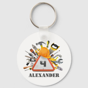 Under Construction Handyman Tools and Gadgets Keychain