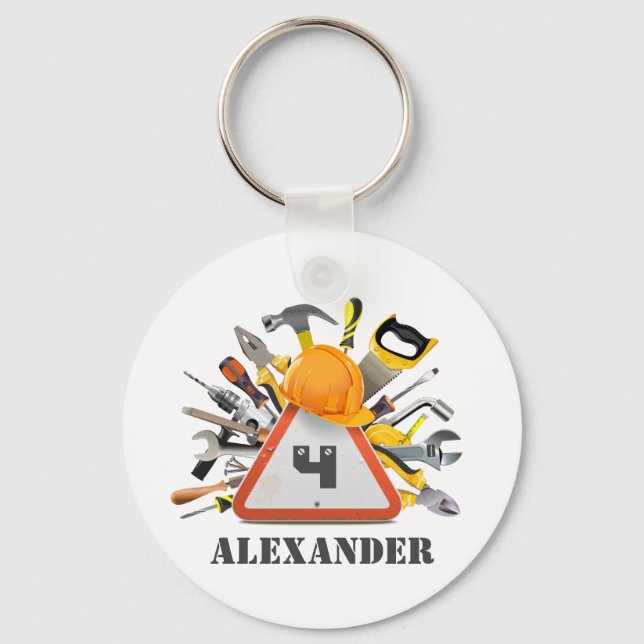 Under Construction Handyman Tools and Gadgets Keychain (Front)