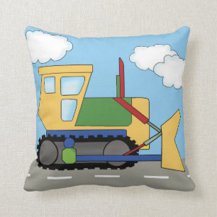 Under Construction Kids Bulldozer Truck Pillow