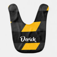 Under construction line stripes baby bib