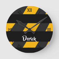 Under construction line stripes round clock