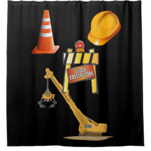 Under construction man cave showercurtain shower curtain