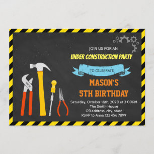 Under Construction Party invitation