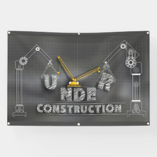 Under Construction Sign on Chalkboard Banner