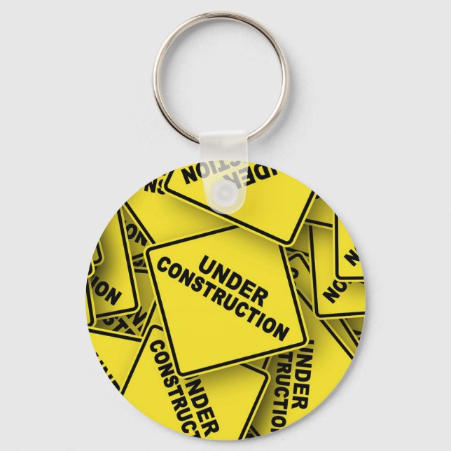 Under Construction Signs Keychain (Front)