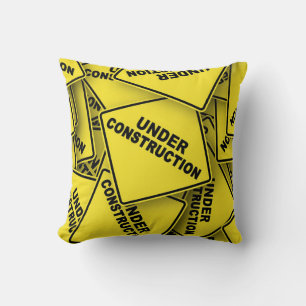 Under Construction Signs Throw Pillow