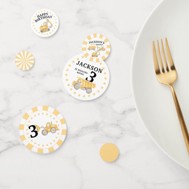 Under construction site trucks boy birthday table confetti (Group)