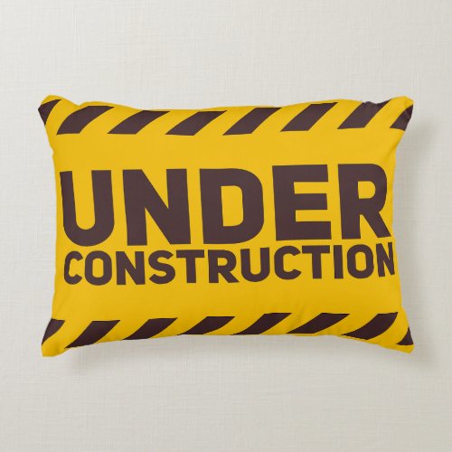 Under Construction Street Sign Graphic Accent Pillow
