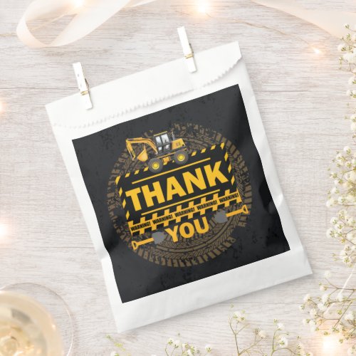 Under Construction Thank you Excavator Birthday Favor Bag