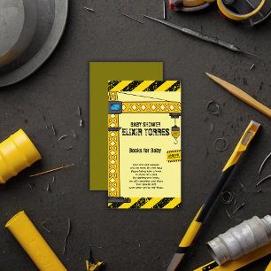 Under Construction Tower Cranes Baby Shower Enclosure Card