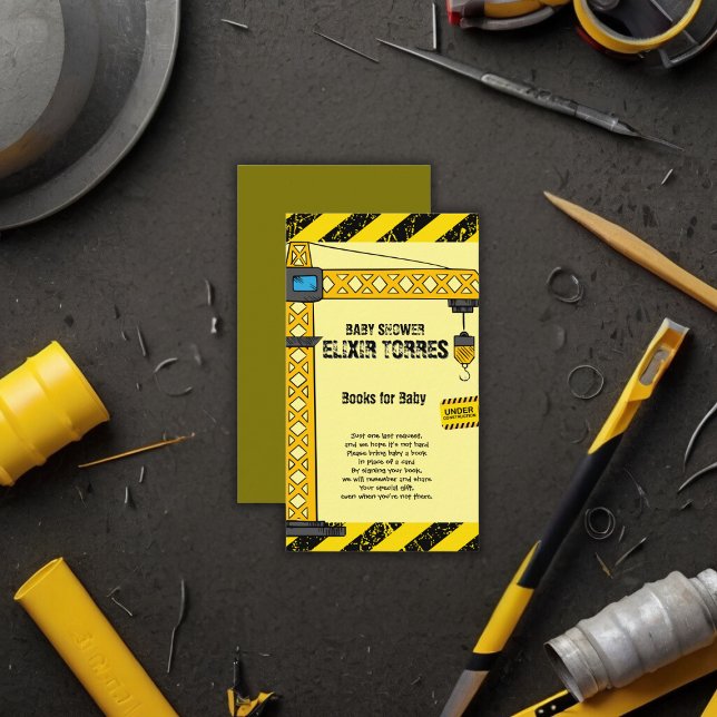 Under Construction Tower Cranes Baby Shower Enclosure Card (Creator Uploaded)