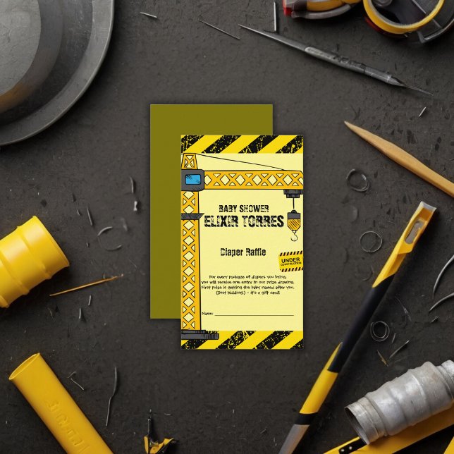 Under Construction Tower Cranes Baby Shower Enclosure Card (Creator Uploaded)