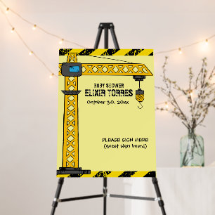 Under Construction Tower Cranes Baby Shower Foam Board