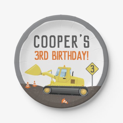 Under Construction Tractor Birthday Any Age Paper Plates
