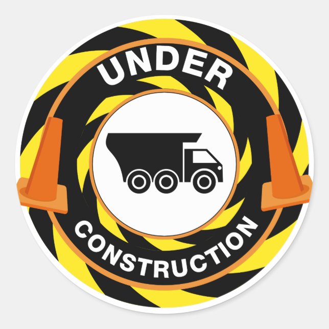 Under Construction Truck Cone Icon Classic Round Sticker (Front)