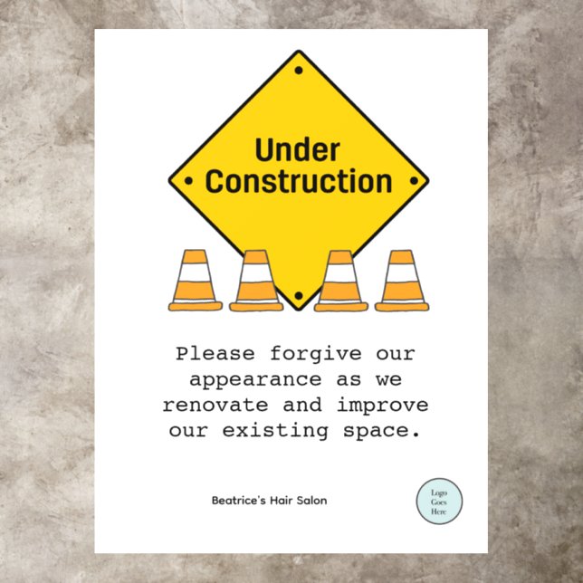 Under Construction with Cones Custom Renovation    Floor Decals (Insitu)