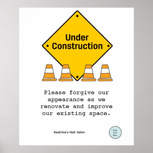 Under Construction with Cones Custom Renovation   Poster