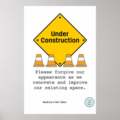 Under Construction with Cones Custom Renovation   Poster