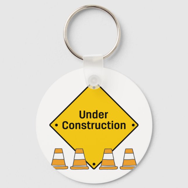 Under Construction with Cones Keychain (Front)