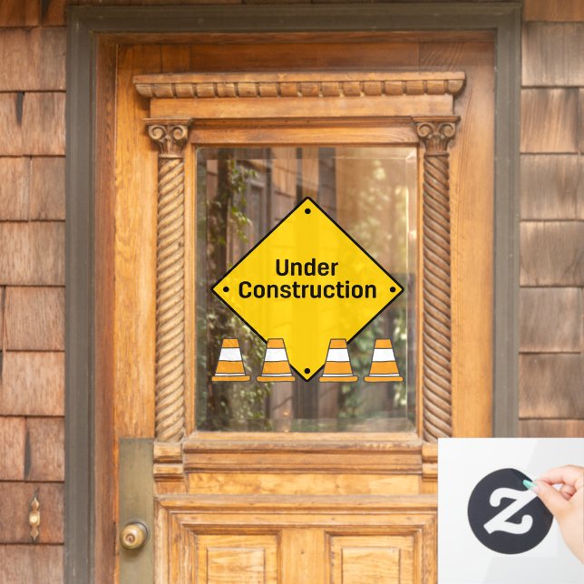 Under Construction with Cones  Window Cling (Home Door)