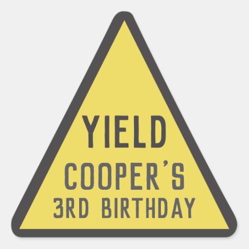 Under Construction Yield Sign Any Age Birthday Triangle Sticker