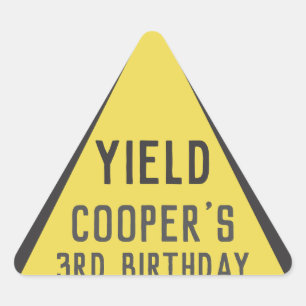 Under Construction Yield Sign Any Age Birthday Triangle Sticker