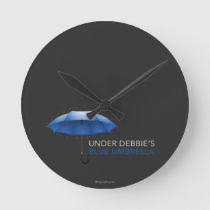 Under Debbie's Blue Umbrella Round Clock