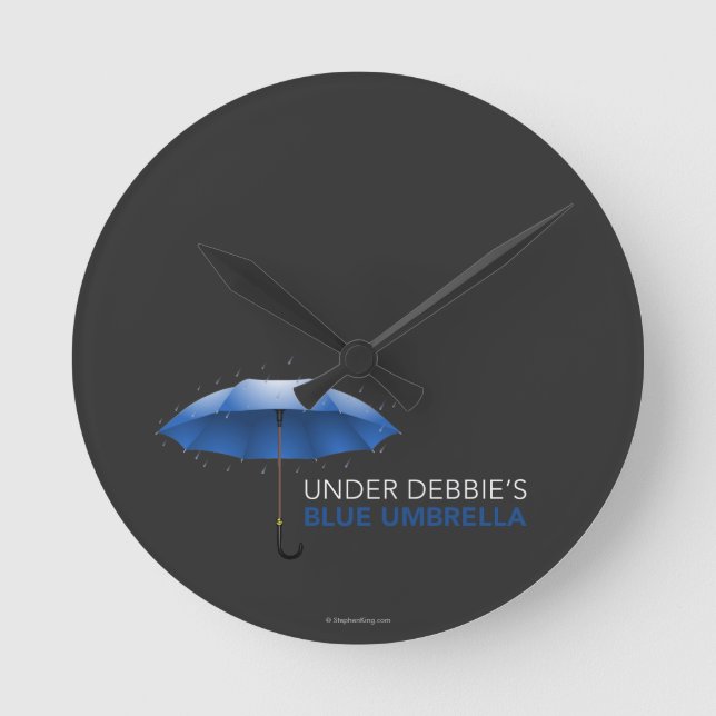 Under Debbie's Blue Umbrella Round Clock (Front)