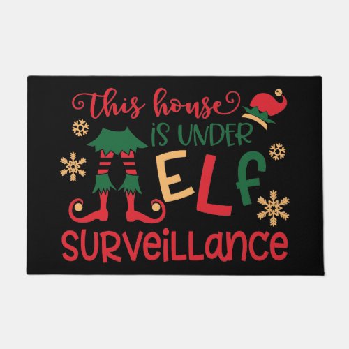Under Elf Surveillance Christmas Door Mat